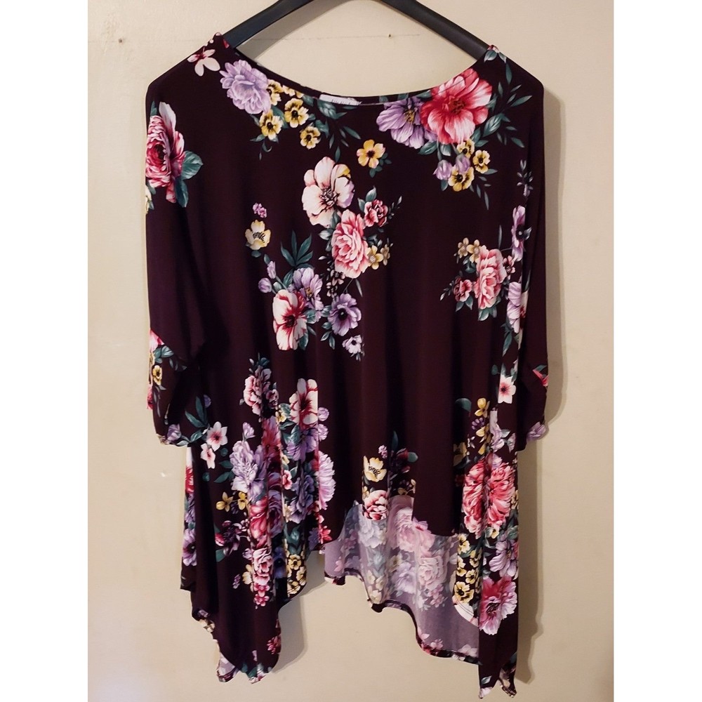 White Birch 3x top Burgundy Floral